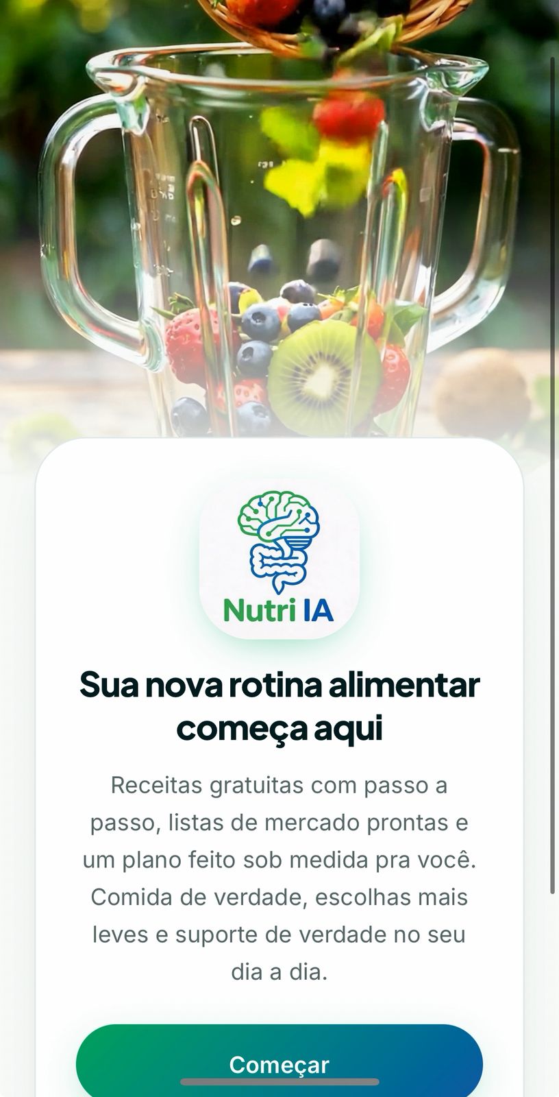 App Nutri IA — tela de onboarding